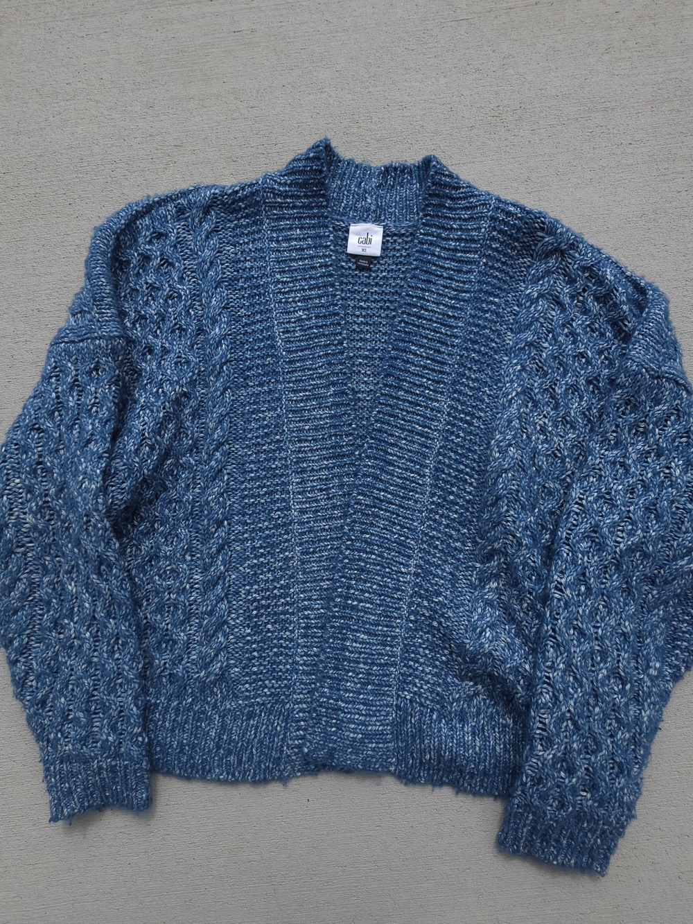 Cabi Astral Cardigan Womens XS Celestial Blue Chunky Cable Knit Sweater